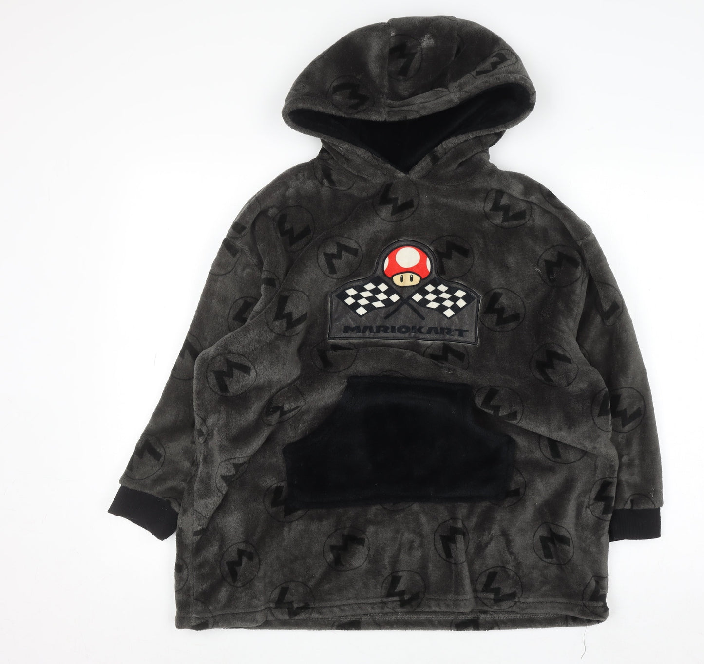 Primark Boys Grey Mario Kart Fleece Hooded Nightwear 10-12 Years