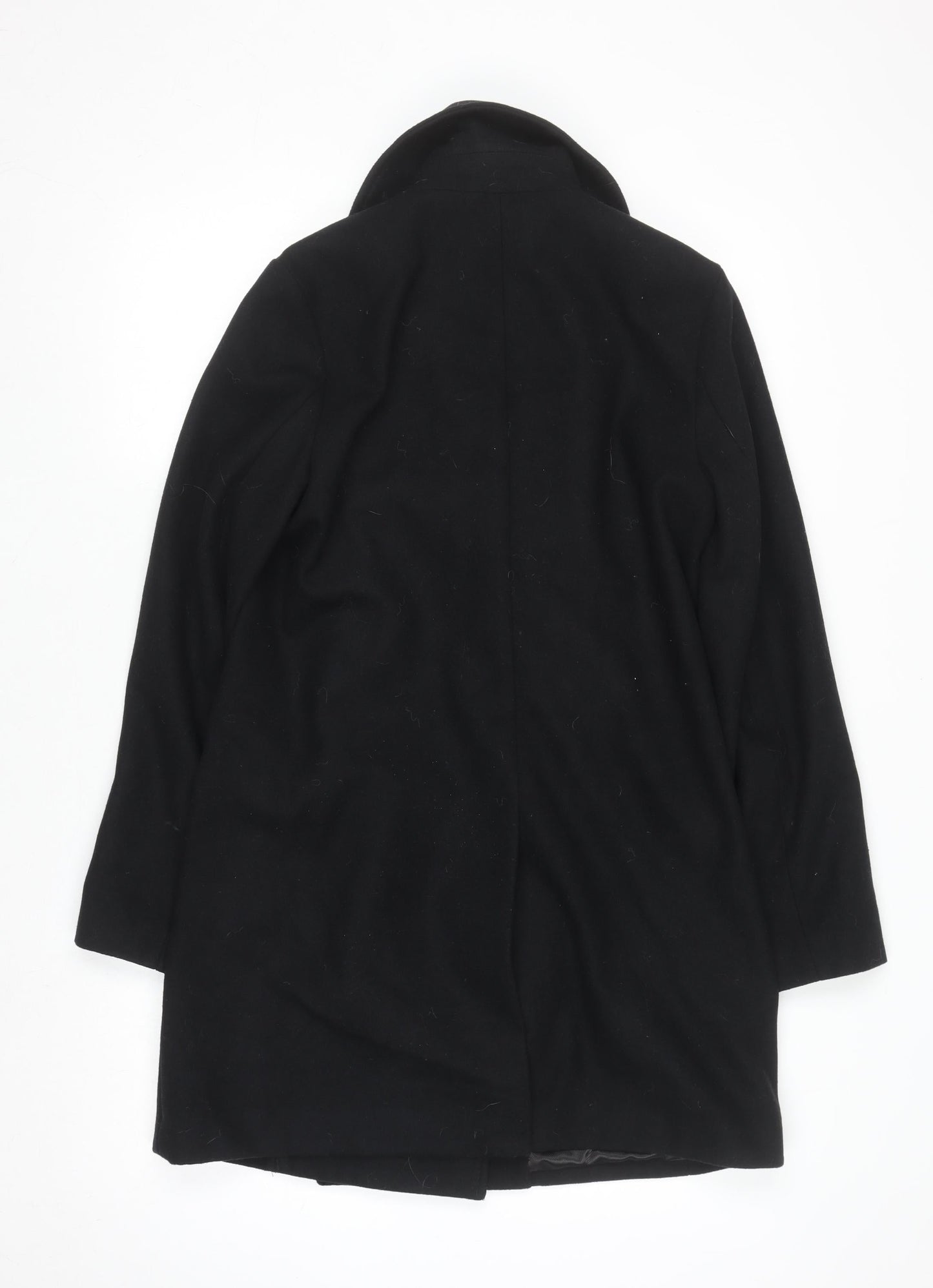 H&M Women’s Black Wool Blend Pea Coat Size 8 Regular Mid-Length