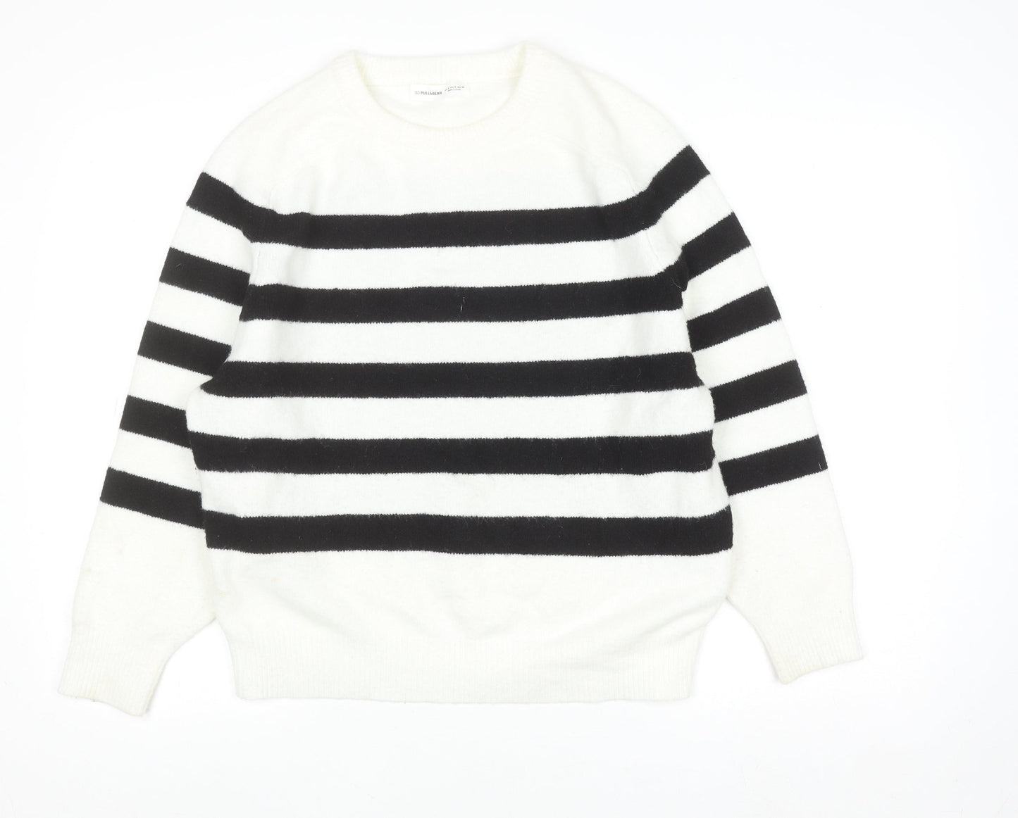 Pull&Bear Women's Black White Striped Knit Jumper Size 8