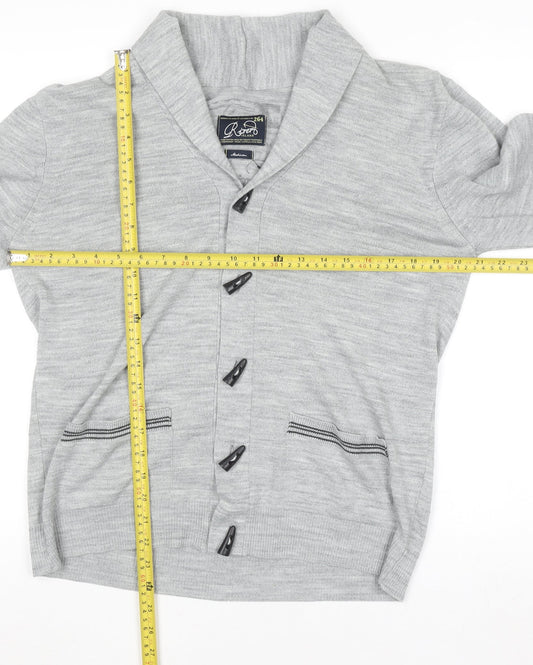 Roberto Island Men's Grey Medium Collared Button Cardigan Jumper