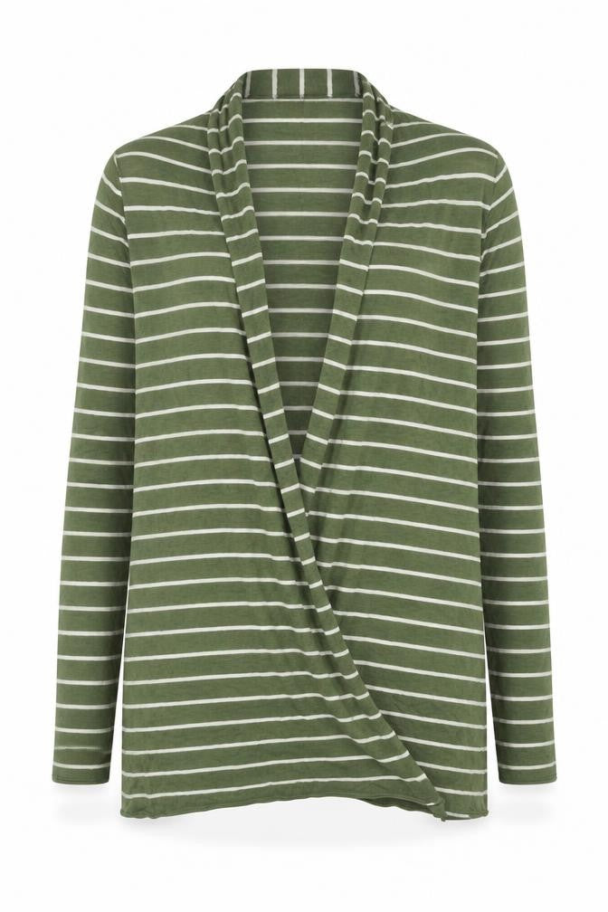 Mauvette Women’s Green Striped Cardigan Size 14 Long Sleeve Knit