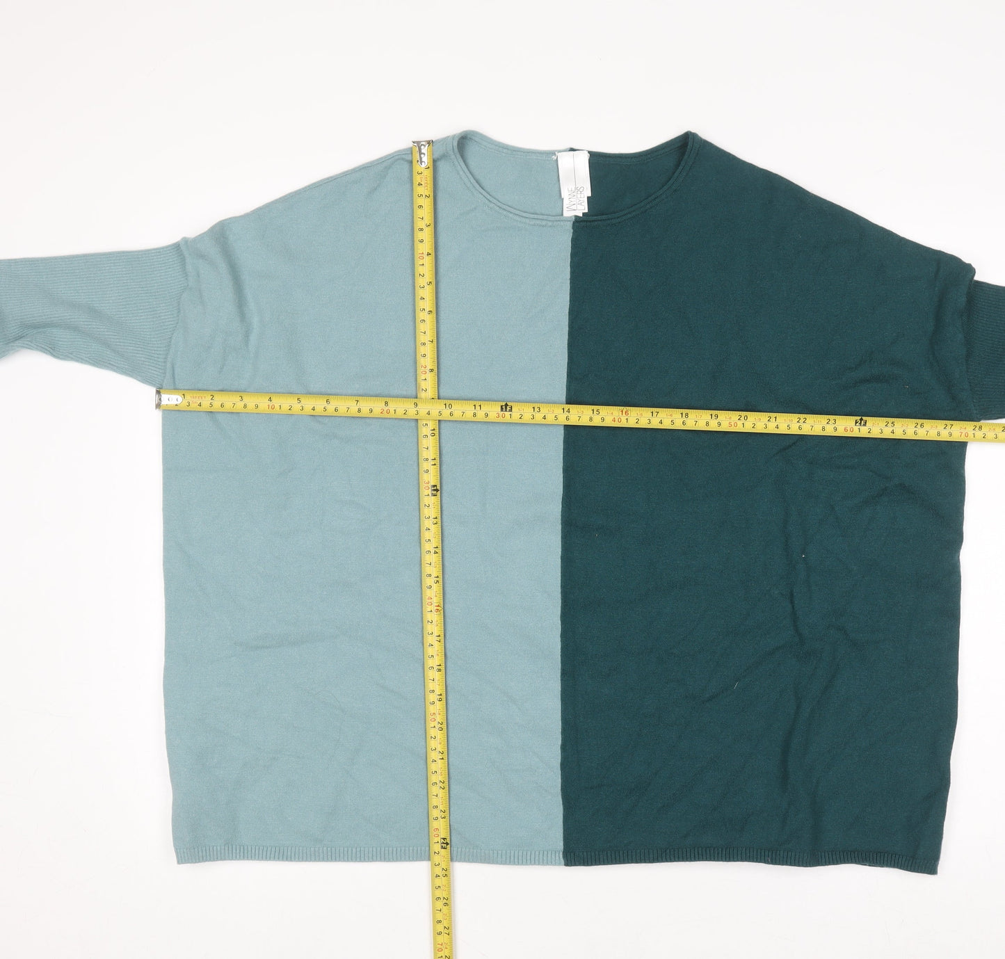 Wynne Layers Women’s Green Colourblock Knit Pullover Jumper Size S