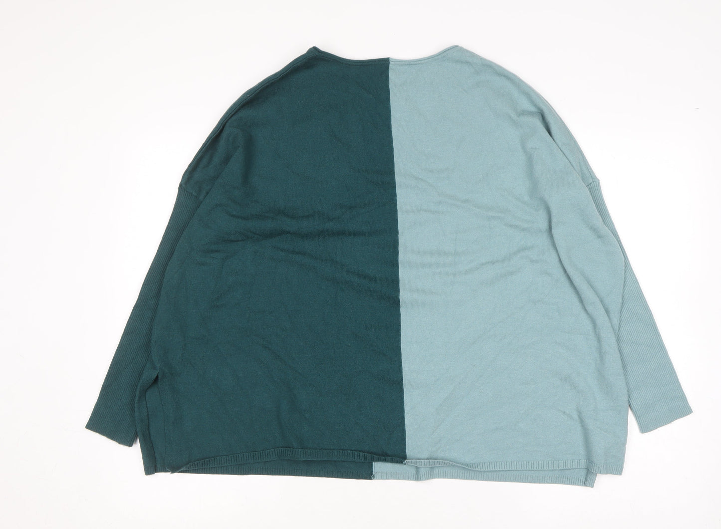 Wynne Layers Women’s Green Colourblock Knit Pullover Jumper Size S