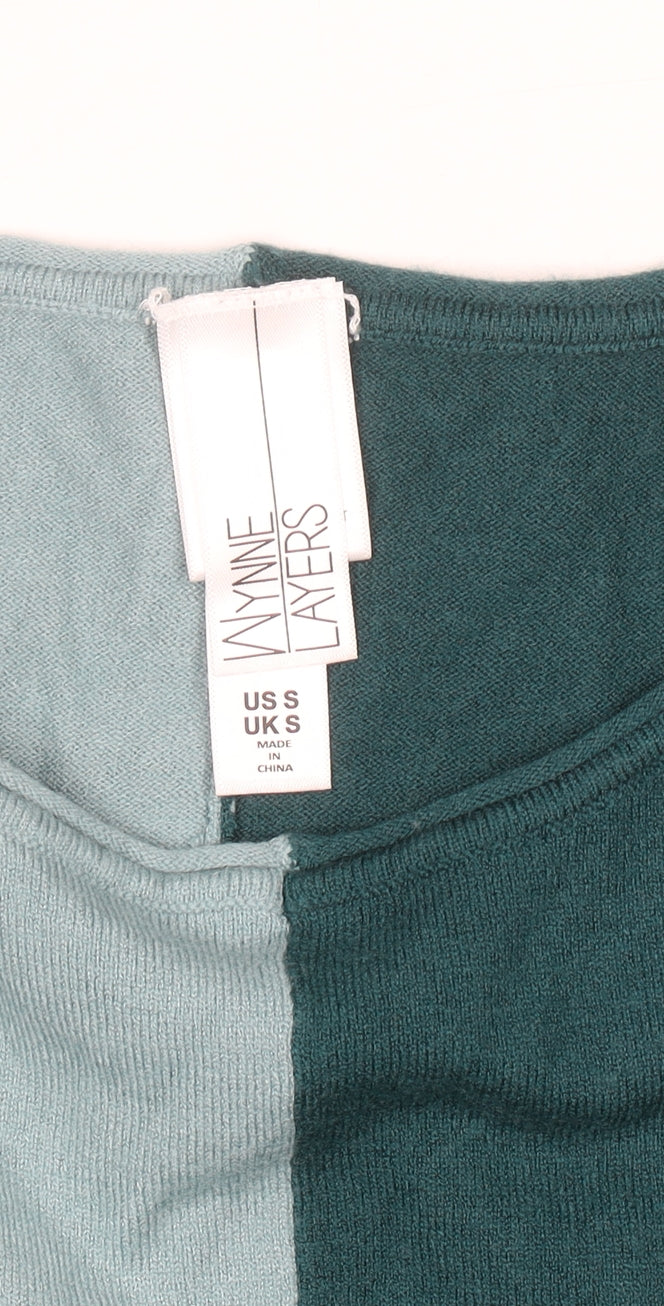 Wynne Layers Women’s Green Colourblock Knit Pullover Jumper Size S