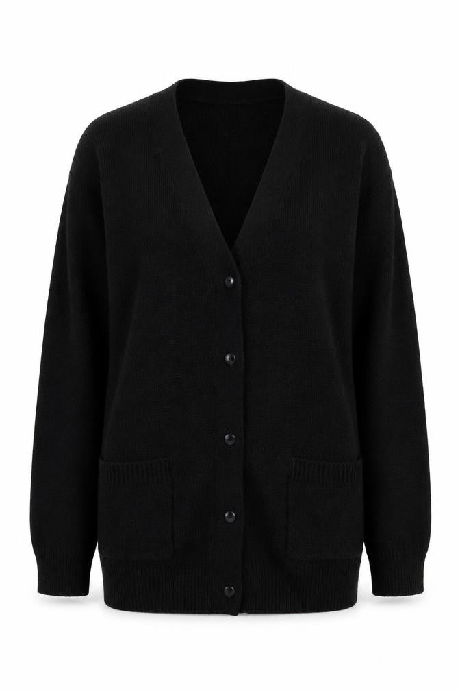 Damart Women’s Black V-Neck Button Knit Cardigan XS