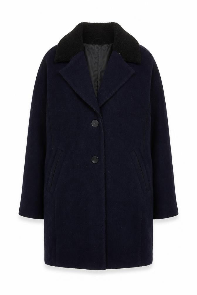 Zara Basic Women's Blue Wool Blend Mid-Length Coat Size 8