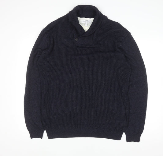Next Men's Blue Collared Button Pullover Jumper XL Cotton Blend