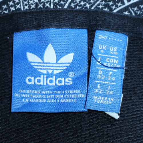 Adidas Womens Black Full Zip Hoodie Size 8 Cotton Blend Hooded Sweatshirt