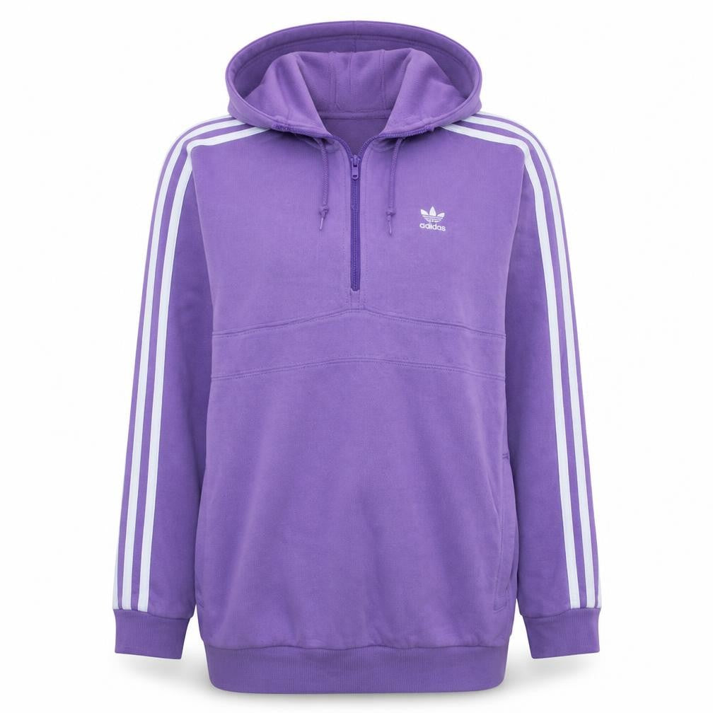 Front view of Adidas Women’s Purple 1/2 Zip Hoodie Medium Hooded Sweatshirt
