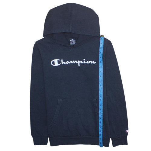 Champion Teens Black XL Pullover Hoodie with Logo Graphic Print