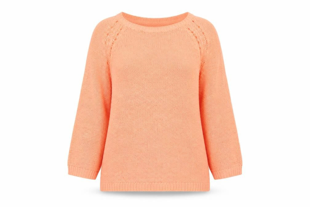 H&M Women Orange Acrylic Chunky-Knit 3/4 Sleeve Jumper Size 12