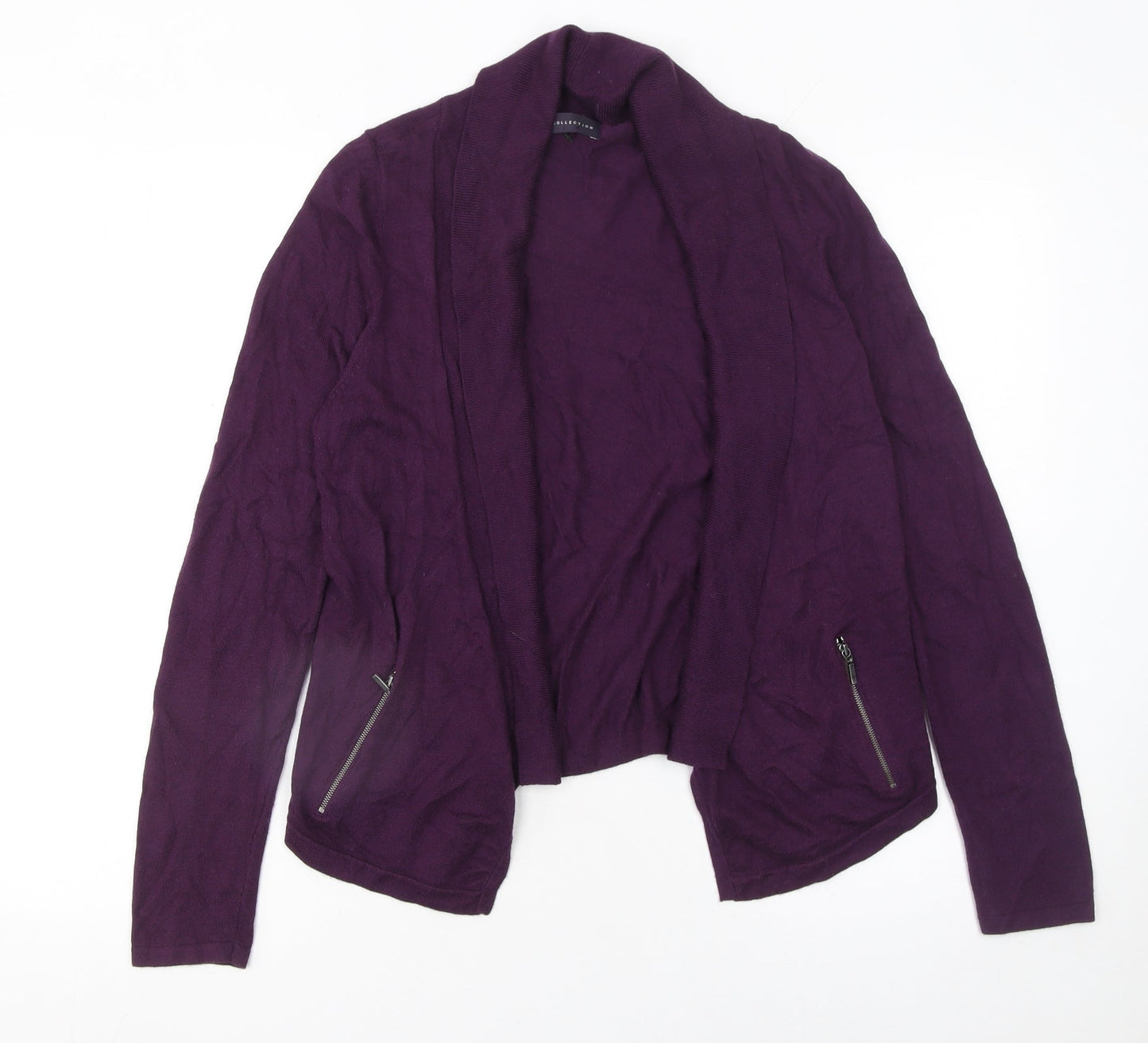 Marks and Spencer Women's Purple Size 8 Knit Open Zip Cardigan