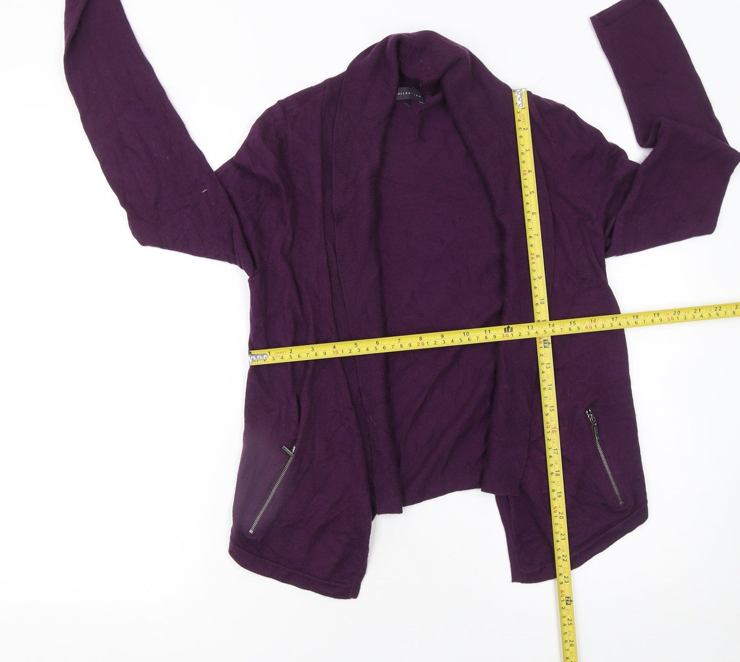 Marks and Spencer Women's Purple Size 8 Knit Open Zip Cardigan