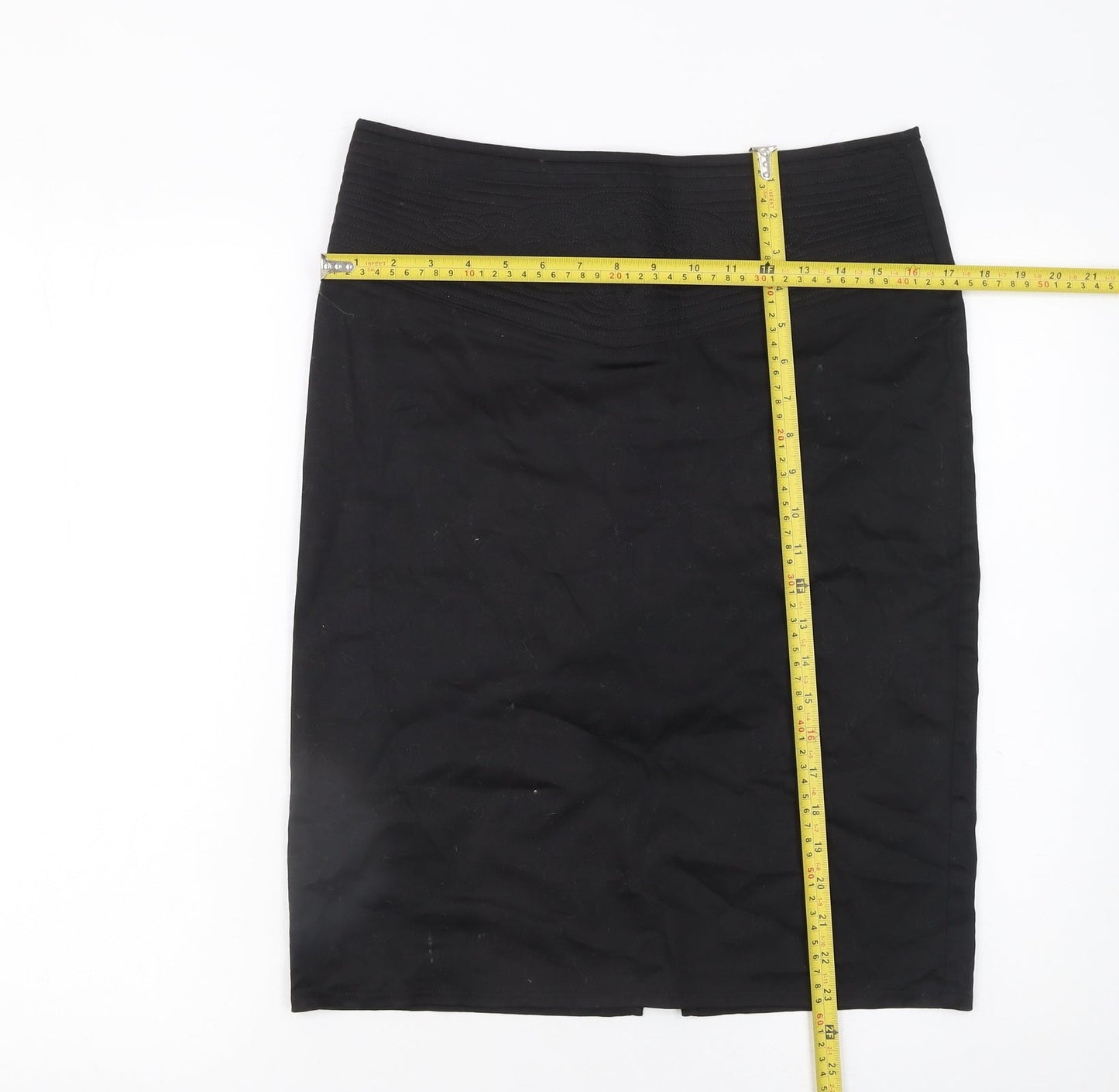 New Look Women's Black Cotton Stretch Pencil Skirt UK 12