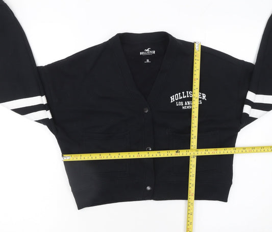 Hollister Women's Black XS Cropped Varsity Jacket