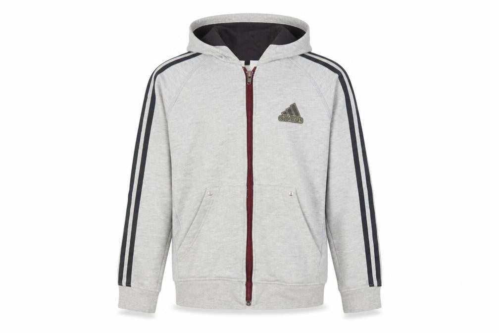 Adidas Boys Grey Full Zip Hoodie 11-12 Years Sports Casual Fleece