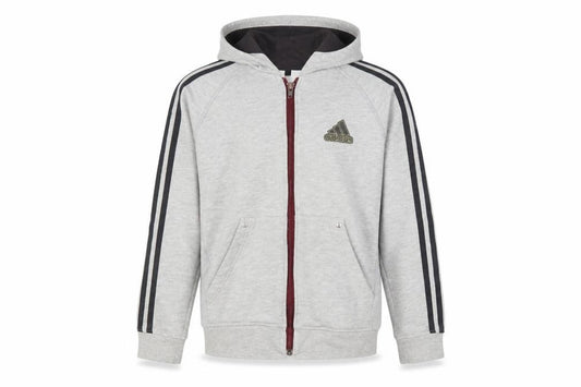 Adidas Boys Grey Full Zip Hoodie 11-12 Years Sports Casual Fleece