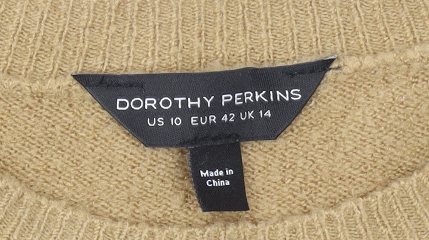 Dorothy Perkins Women Beige Floral Pullover Jumper UK 14