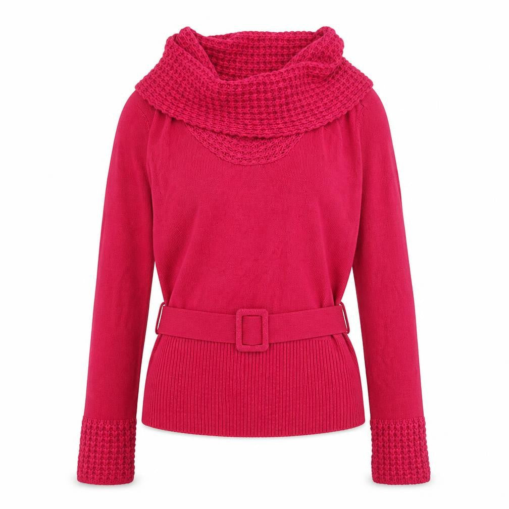 Bay Womens Pink Cowl Neck Belted Pullover Jumper Size 12