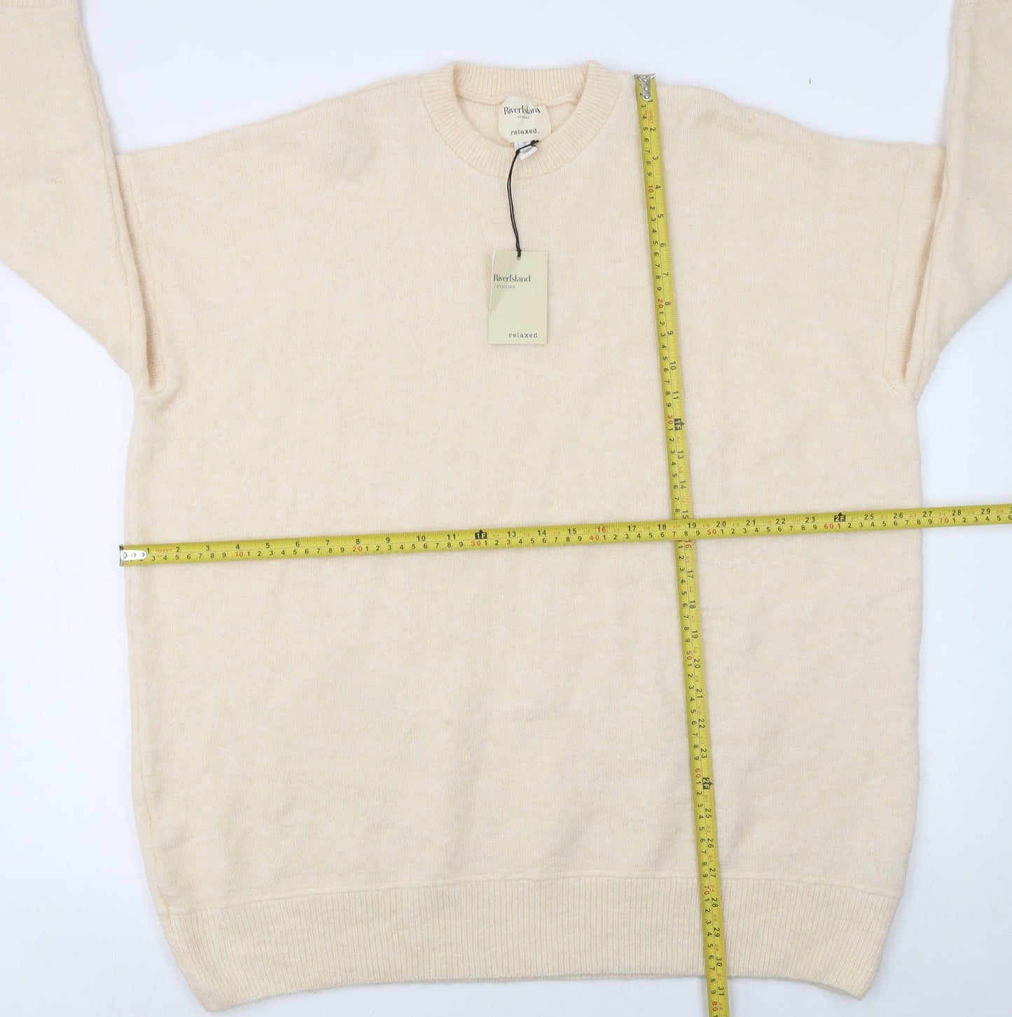 River Island Women Beige Relaxed Knit Crew Neck Jumper Size S
