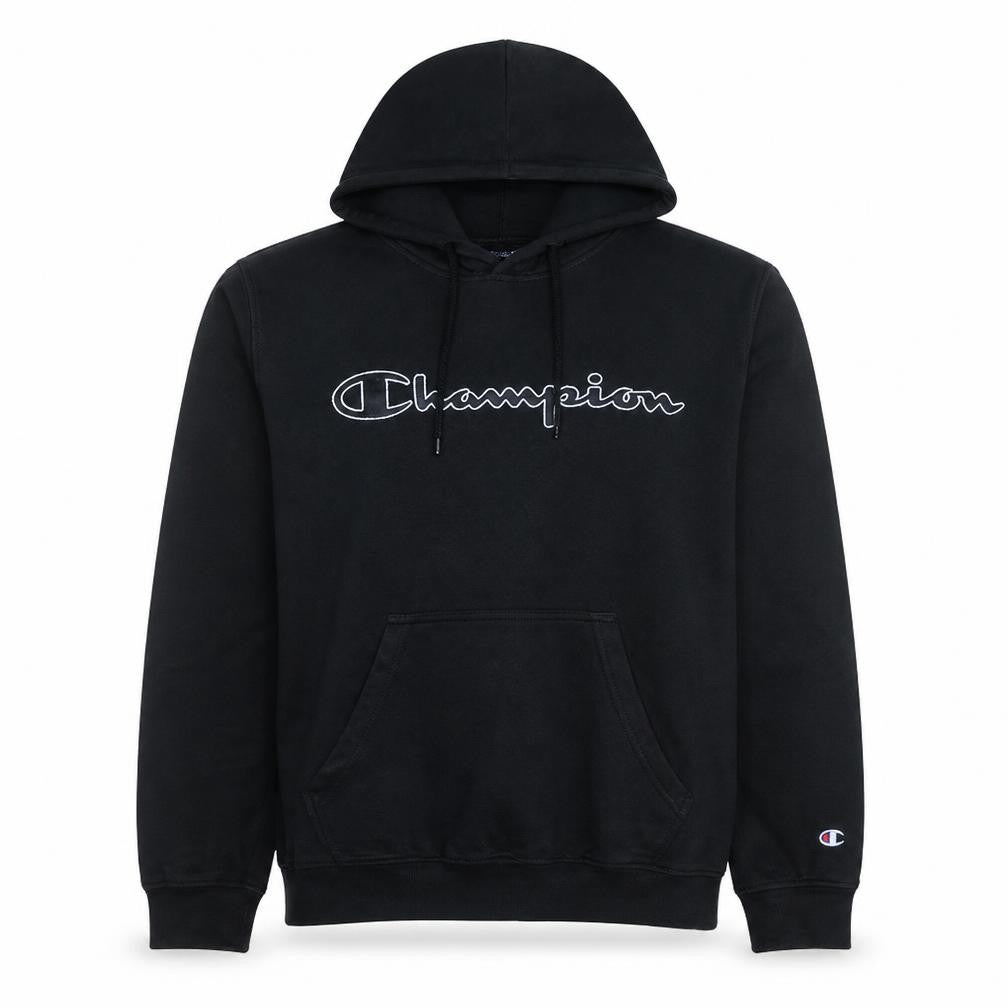 Champion Men's Black Pullover Hoodie Medium Logo Fleece