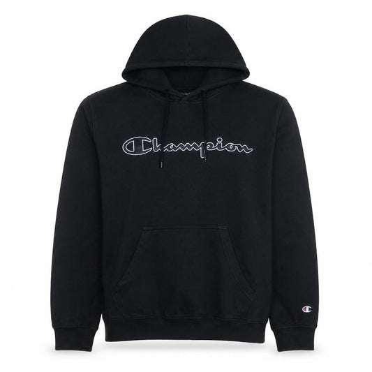 Champion Men's Black Pullover Hoodie Medium Logo Fleece