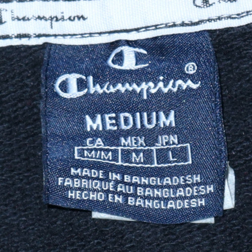 Champion Men's Black Pullover Hoodie Medium Logo Fleece