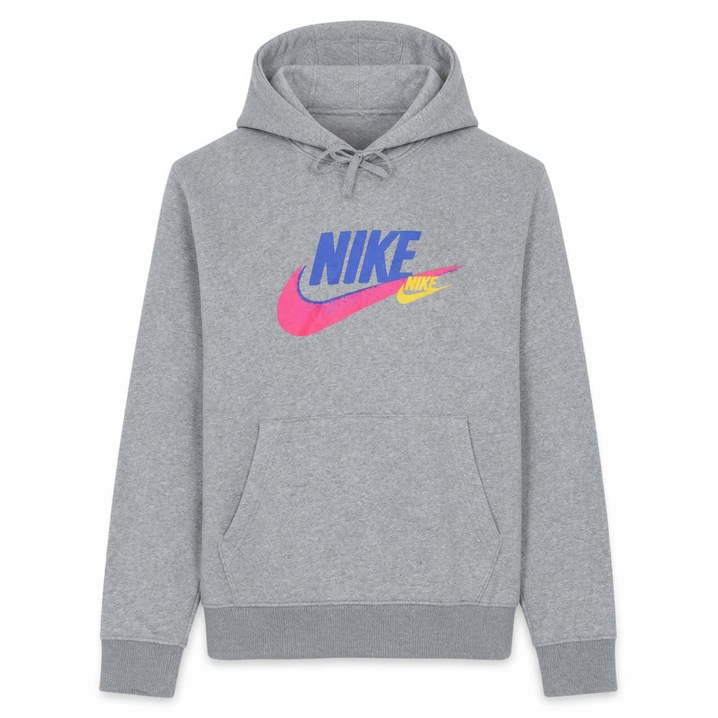 Nike Mens Grey Pullover Hoodie M Logo Fleece Sweatshirt