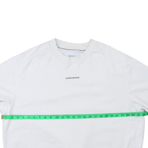 Calvin Klein Jeans Men's White XL Crew Neck Pullover Sweatshirt