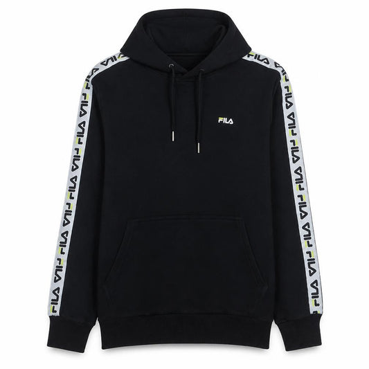 Fila Men's Black Small Pullover Hoodie with Logo Tape Trim