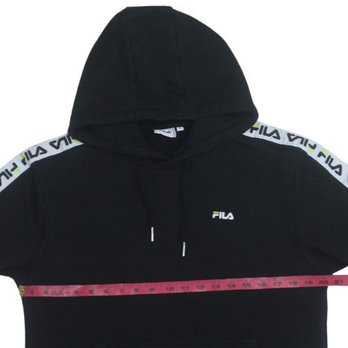 Fila Men's Black Small Pullover Hoodie with Logo Tape Trim