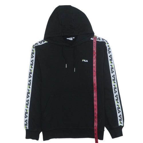 Fila Men's Black Small Pullover Hoodie with Logo Tape Trim
