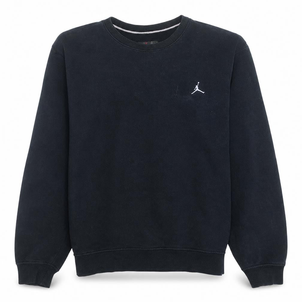 Front view of Jordan Men's Black Crew Neck Sweatshirt, size S, Cotton Blend