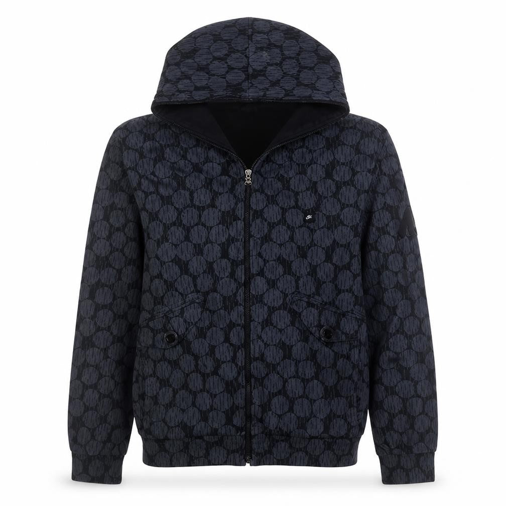 Nike Mens Black Full Zip Hooded Sweatshirt L Geometric Pattern