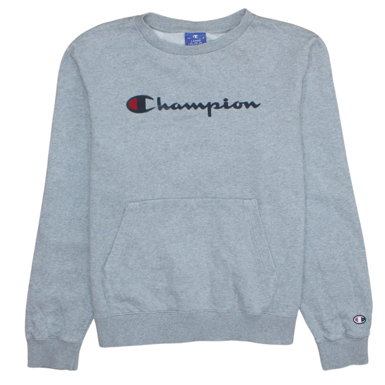 Champion Men's Grey Large Pullover Sweatshirt with Logo