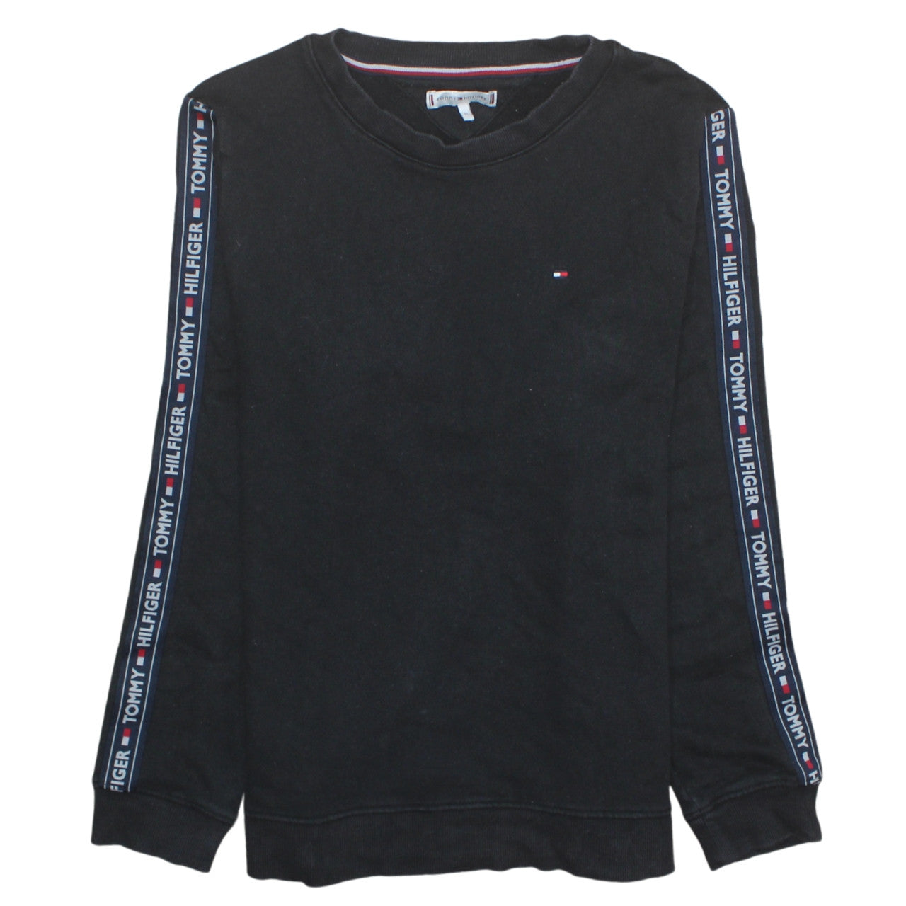 Tommy Hilfiger Men's Black Logo Sleeve Pullover Sweatshirt Medium