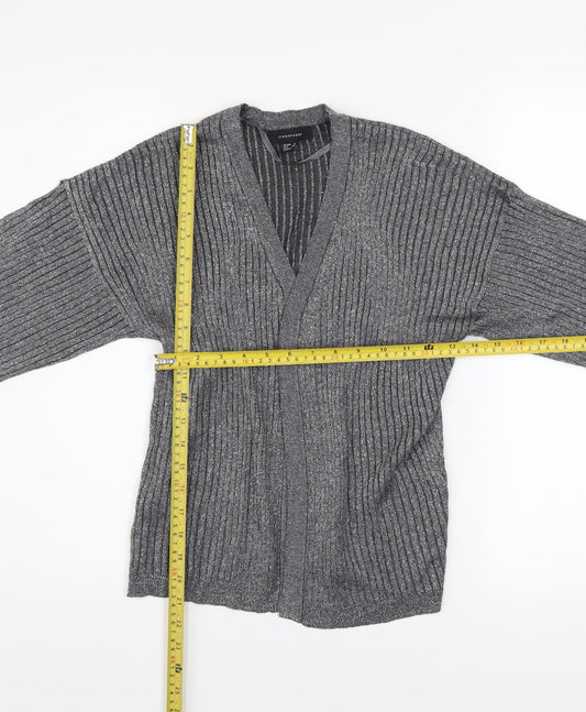 Atmosphere Women Grey Ribbed Open Knit Cardigan Size 6