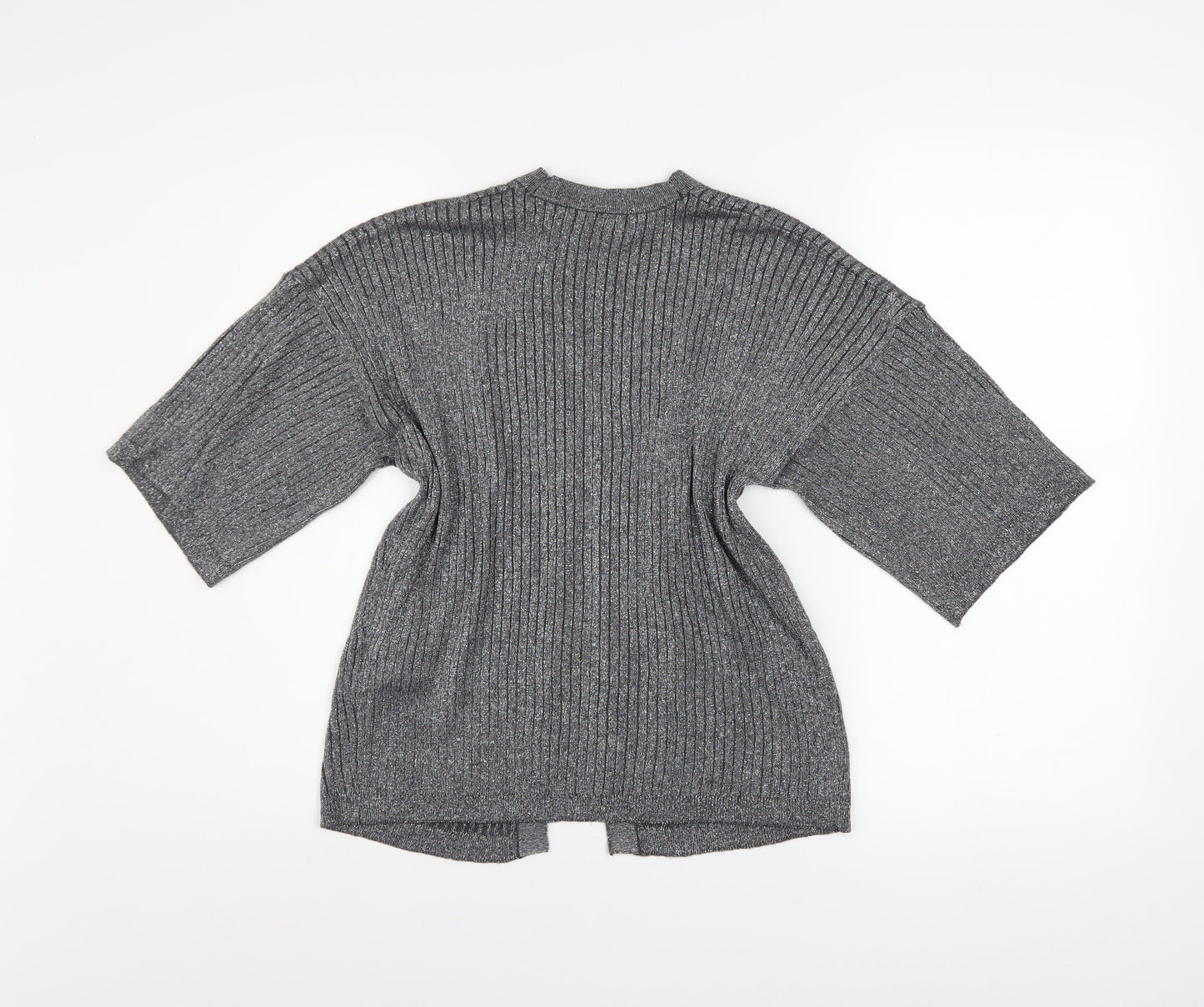 Atmosphere Women Grey Ribbed Open Knit Cardigan Size 6