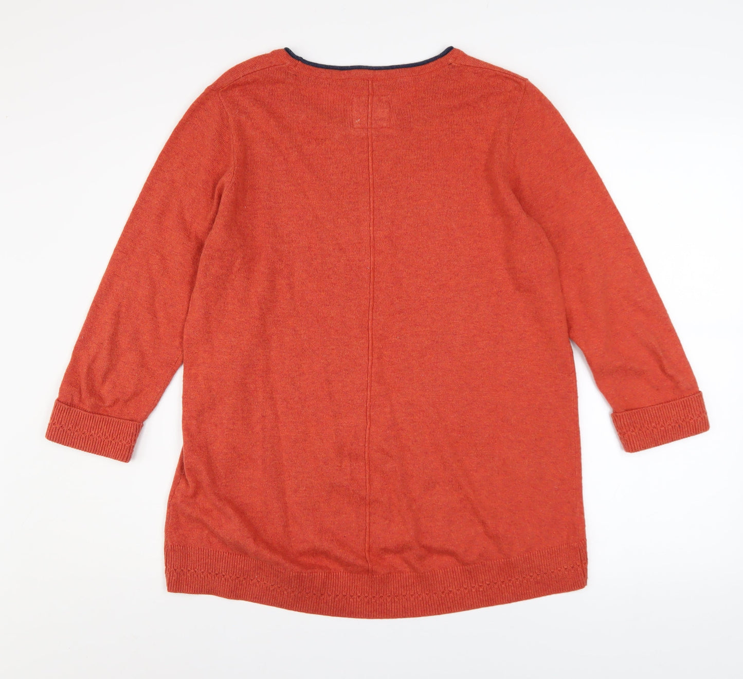 Mantaray Women’s Orange 3/4 Sleeve Crew Neck Pullover Jumper Size 14
