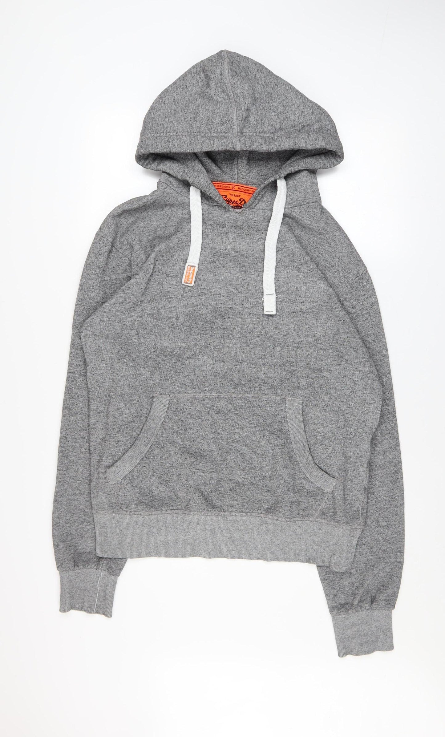 Superdry Mens Grey Pullover Hoodie Size M Classic Logo Style