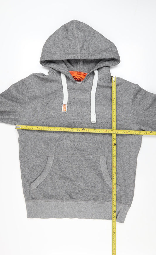 Superdry Mens Grey Pullover Hoodie Size M Classic Logo Style