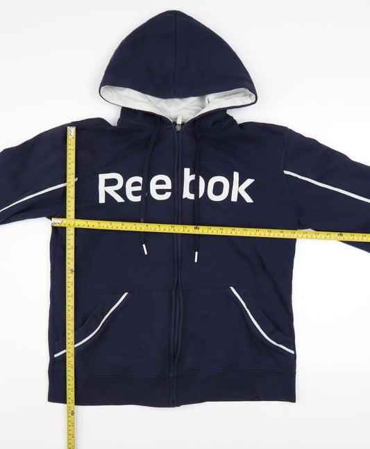 Reebok Men's Blue Full Zip Hoodie Size S Sports Fleece Sweatshirt