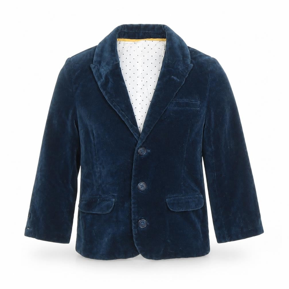 Marks and Spencer Boys Blue Velvet Blazer 3-4 Years Formal Jacket