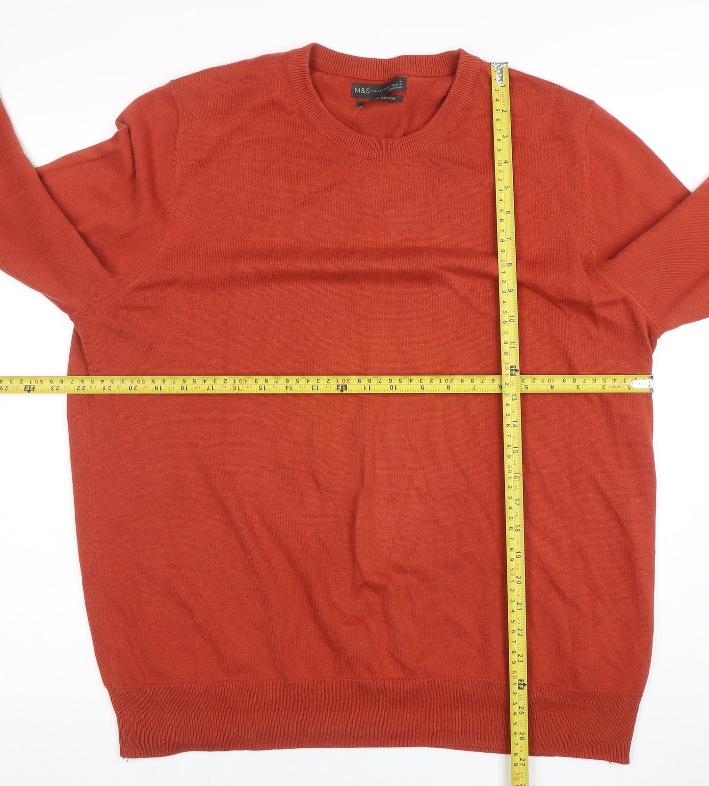 Marks and Spencer Men's Brown L Cotton Crew Neck Jumper