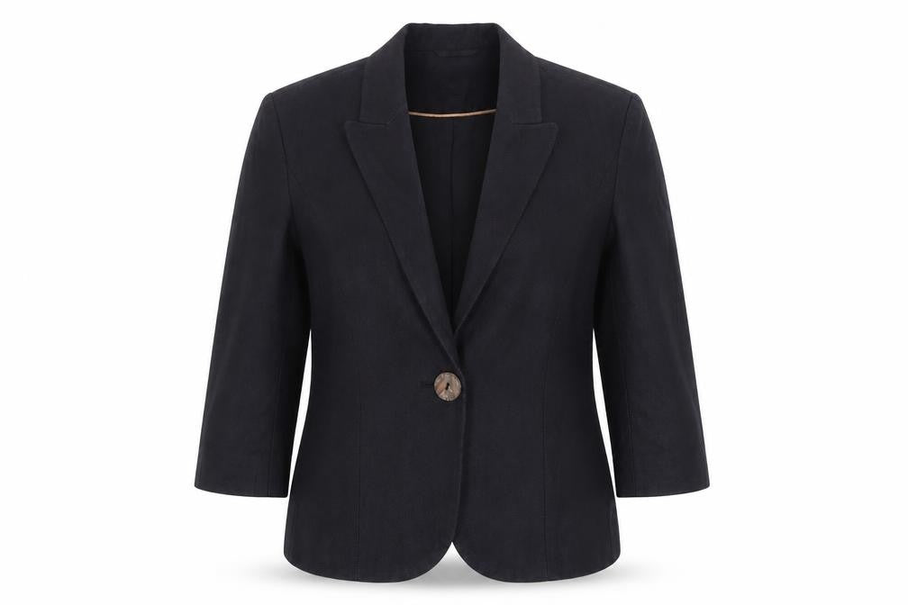 Phase Eight Women's Black Linen Blend One Button Blazer Size 12
