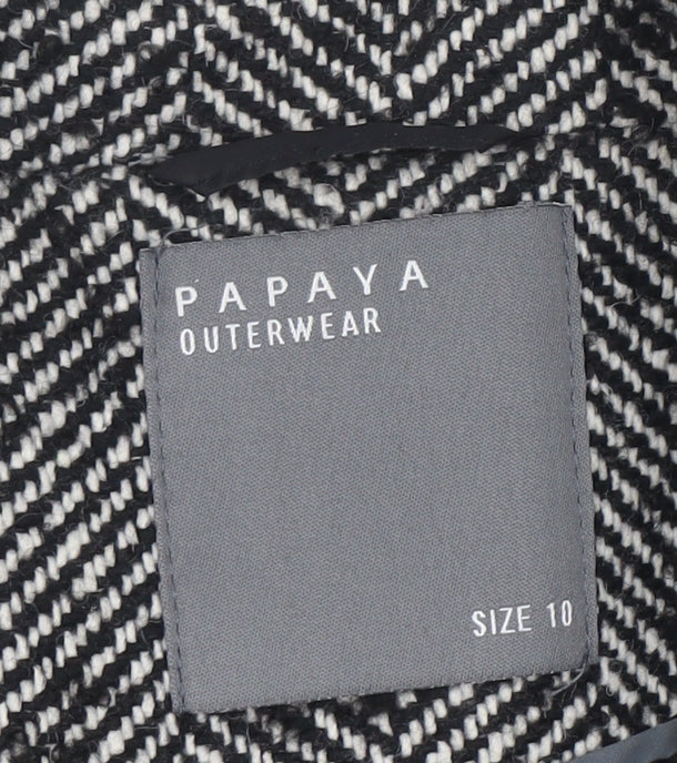 Papaya Womens Grey Herringbone Tweed Coat Size 10 Overcoat