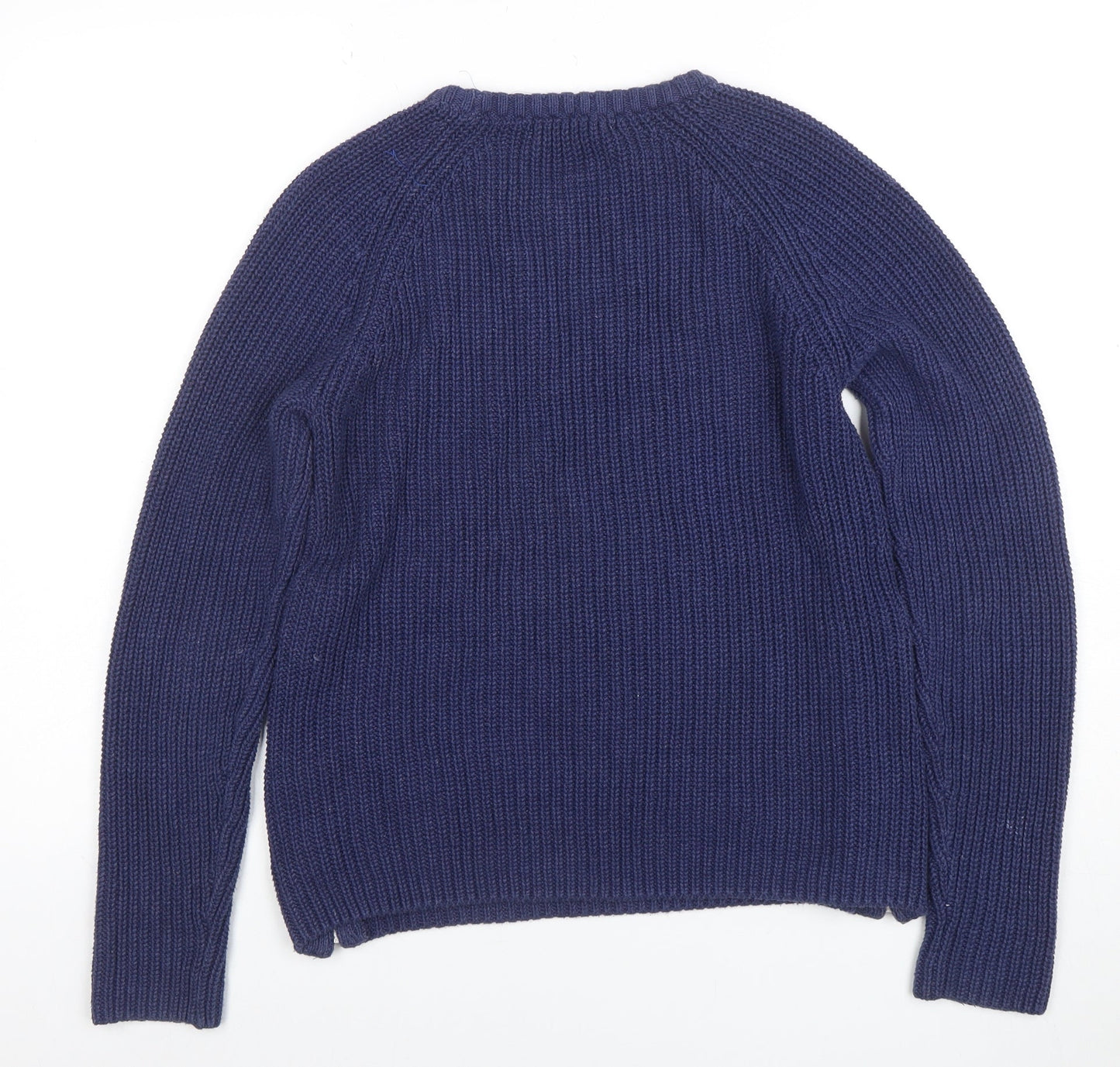L.O.G.G. Womens Blue Chunky-Knit Crew Neck Pullover Jumper Size XS