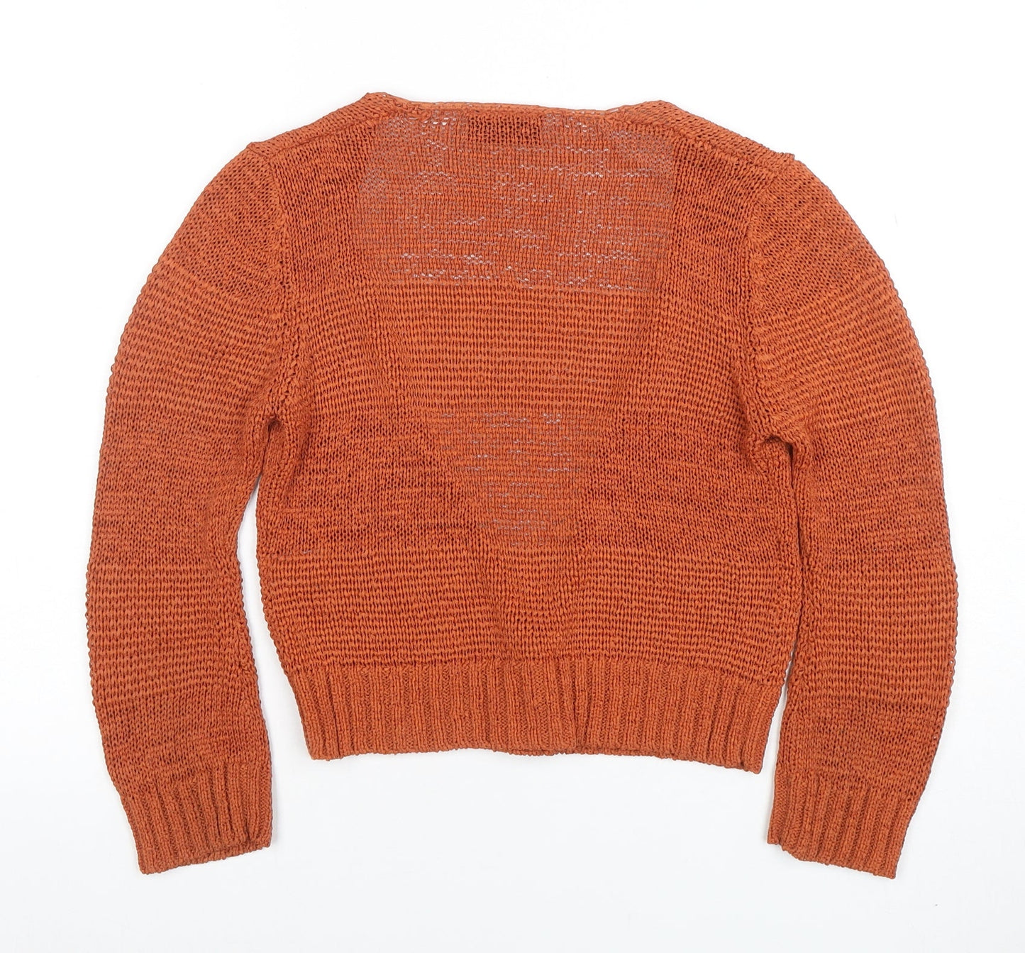 Principles Womens Orange Knit V-Neck Cardigan Size 12
