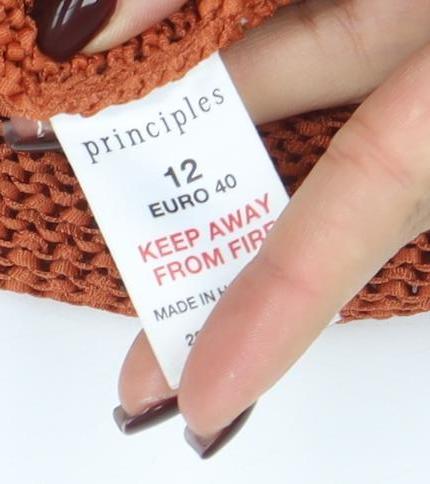 Principles Womens Orange Knit V-Neck Cardigan Size 12