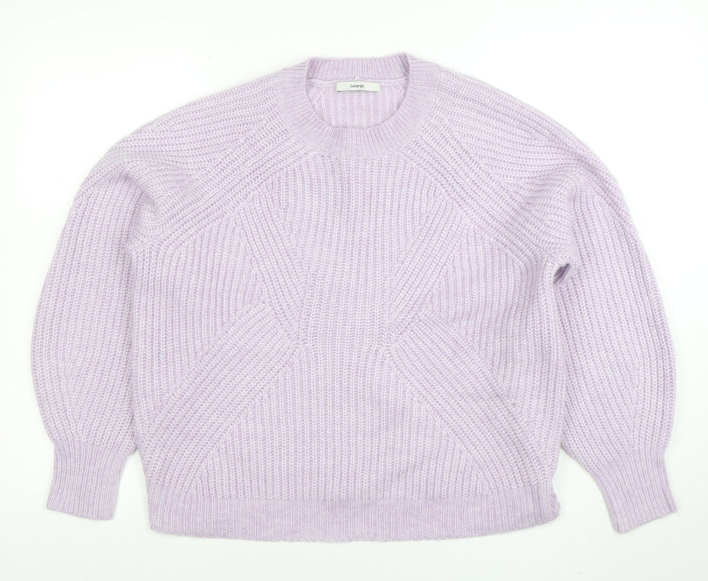 George Women’s Purple Chunky Knit Crew Neck Pullover Jumper Size M